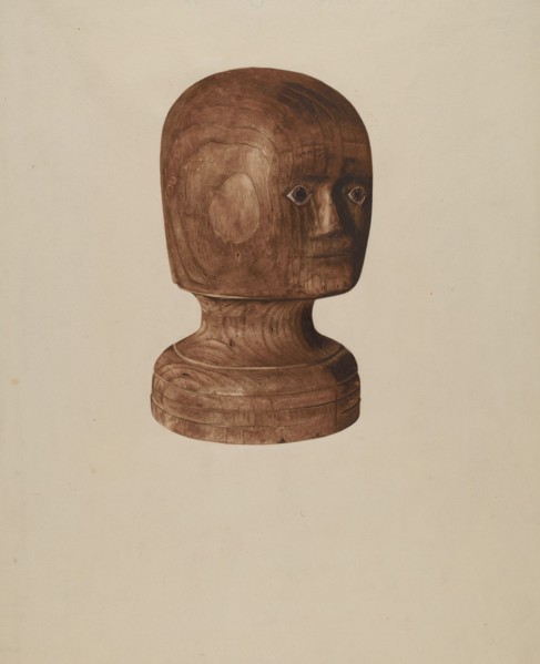 Wig Block, 1935/1942. Creator: Mildred E Bent.