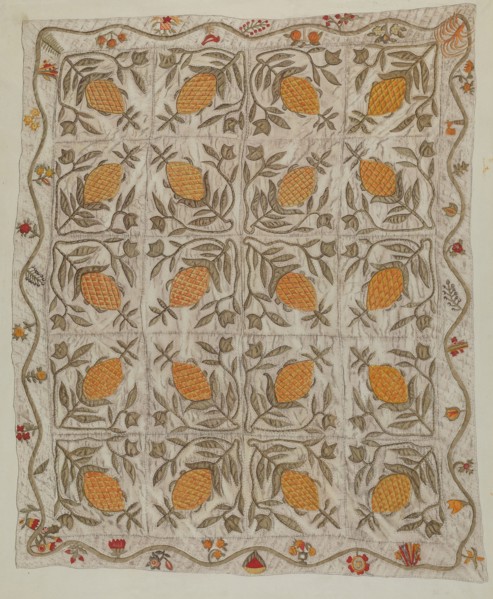 Pineapple Quilt, 1935/1942. Creator: Mildred E Bent.