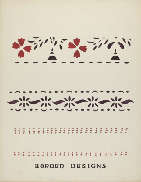 Border Designs From Proposed Portfolio "Maine Wall Stencils", 1935/1942. Creator: Mildred E Bent.