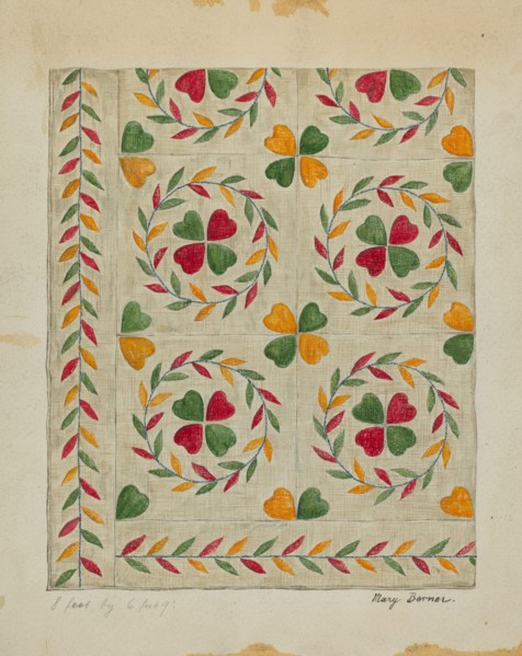 Quilt (Applique), c. 1936. Creator: Mary Berner.