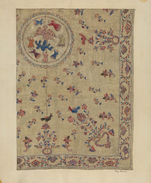 Crewel Bedspread, c. 1937. Creator: Mary Berner.
