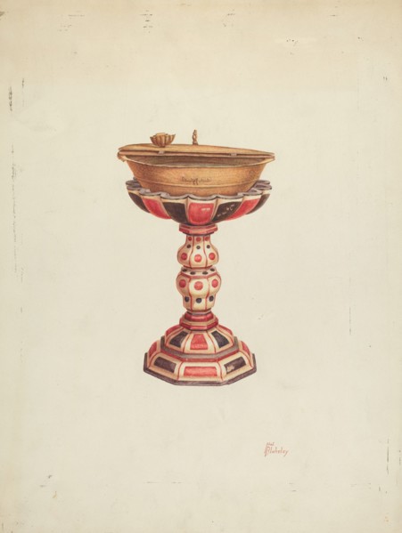 Baptismal Font and Stand, 1939. Creator: Hal Blakeley.