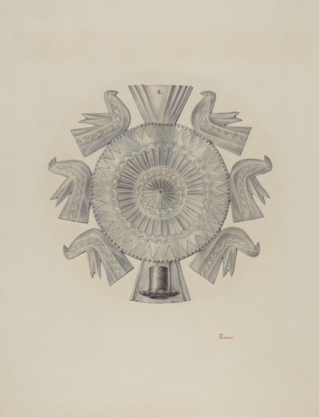 Cut Tin Candleholder, 1940. Creator: Hal Blakeley.