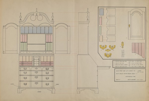Block Front Desk with Cabinet Top, 1935/1942. Creator: Jack Bochner.