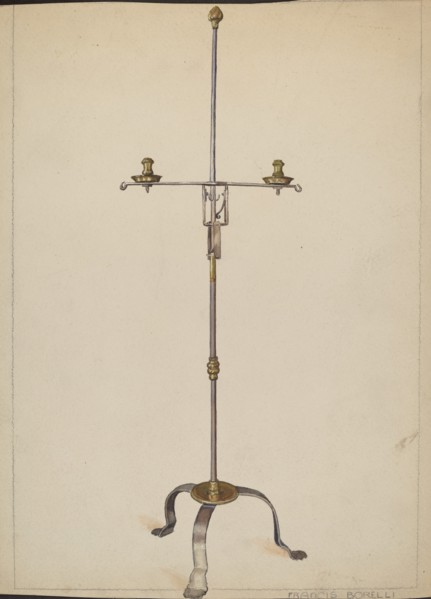 Iron and Brass Candlestand, 1935/1942. Creator: Francis Borelli.