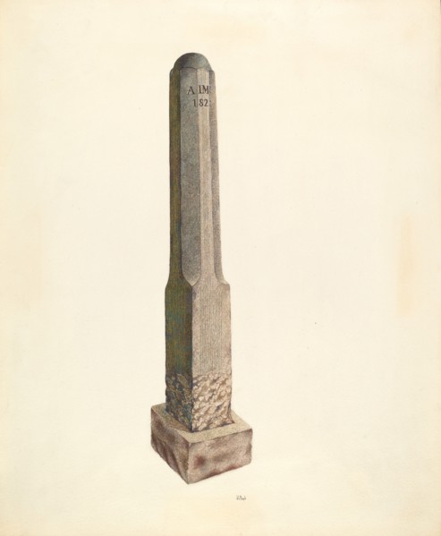 Plantation Boundary Marker, c. 1938. Creator: Joseph L. Boyd.
