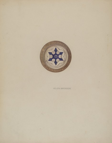 Mirror Support - Blue Six Point Star, c. 1941. Creator: Helen Bronson.