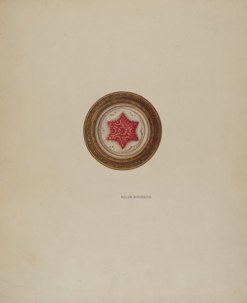 Mirror Support - Red Six Point Star, c. 1941. Creator: Helen Bronson.