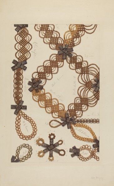 Shaker Hair Wreath, c. 1938. Creator: Helen Bronson.