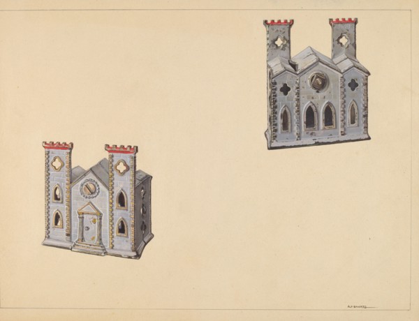 Cathedral Coin Box, c. 1938. Creator: Alf Bruseth.