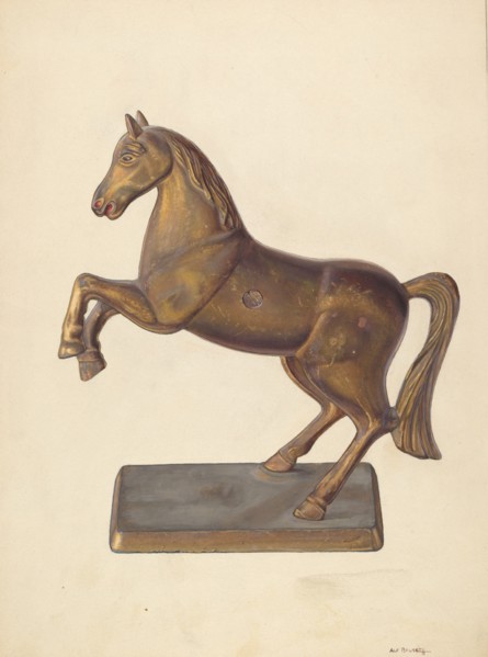 Rearing Horse Bank, c. 1938. Creator: Alf Bruseth.
