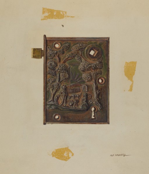 Door Lock, c. 1940. Creator: Alf Bruseth.