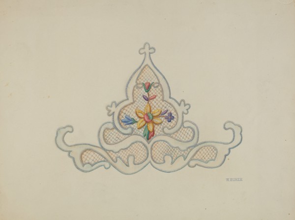 Wedding Dress Motif (Insert), c. 1940. Creator: Ruth Buker.