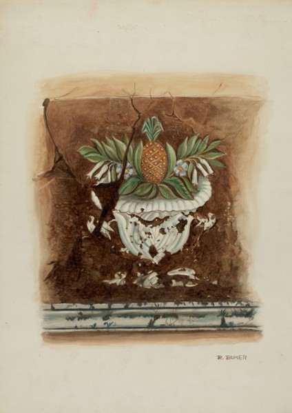 Wall Painting, Pineapple Motif, 1937. Creator: Ruth Buker.