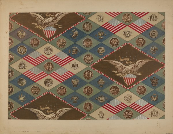 Textile (State Emblems), c. 1937. Creator: Angelo Bulone.