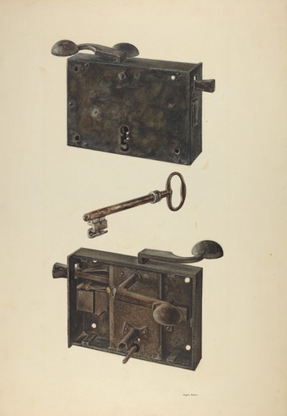 Zoar Lock w/ Key, c. 1938. Creator: Angelo Bulone.
