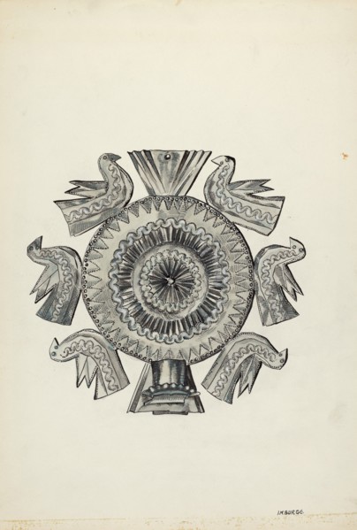 Cut Tin Candle Holder, c. 1936. Creator: Irene M. Burge.