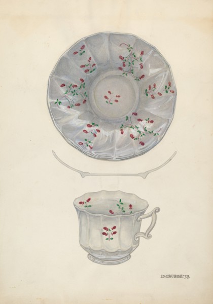 Cup and Saucer, c. 1937. Creator: Irene M. Burge.