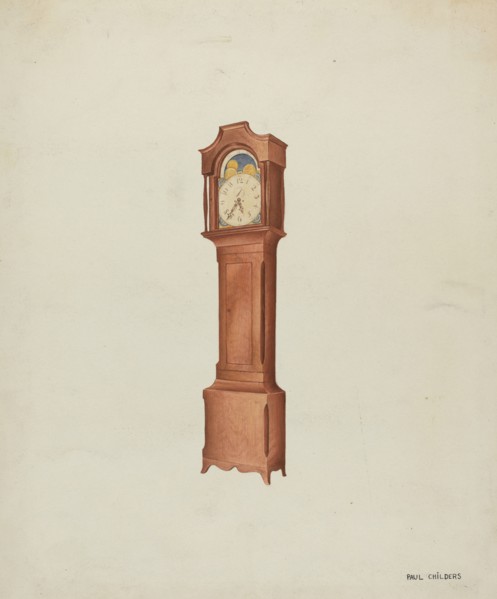 Shaker Tall Clock, c. 1937. Creator: William Paul Childers.