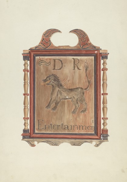 David Reed's Tavern Sign (verso), c. 1938. Creator: Frances Cohen.