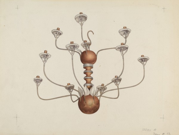 Wood and Tin Chandelier, c. 1937. Creator: George Constantine.