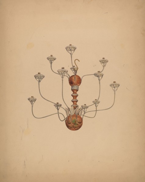 Wood and Tin Chandelier, c. 1937. Creator: George Constantine;Constantine, George.