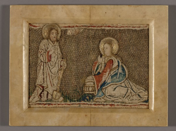 Picture (Probably from an Orphrey Band Depicting Christ before Mary Magdalene), 1400/25. Creator: Unknown.