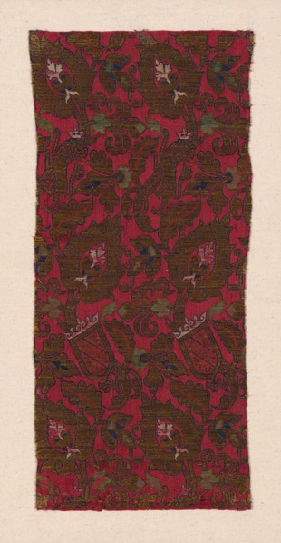 Textile Fragment with the Nasrid Coat of Arms, Spain, Nasrid Dynasty (1232-1492), c. 1400. Creator: Unknown.