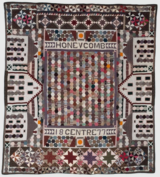 Honeycomb Centre Quilt, Michigan, 1877. Creator: Unknown.