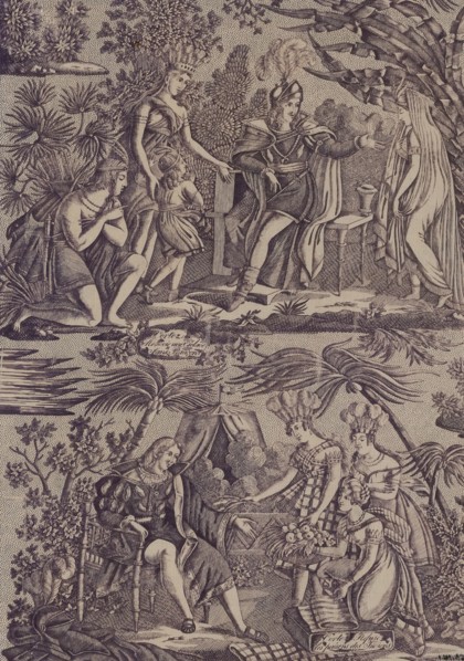 Le Romance du Cortés (The Song of Cortez) (Furnishing Fabric), Nantes, 1815. Creator: Favre-Petitpierre et Cie.
