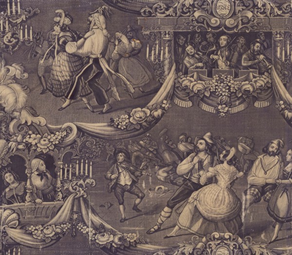 Le Bal (The Costume Ball) (Furnishing Fabric), France, 1827/40. Creator: Unknown.