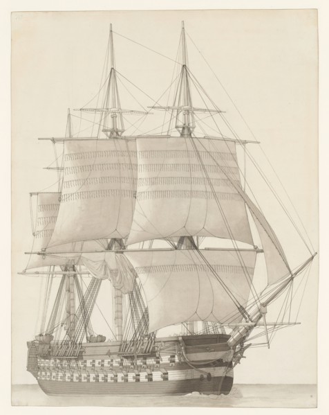 Vessel of the Russian Line (Vaisseau de ligne russe), 1827. Creator: CW Eckersberg.