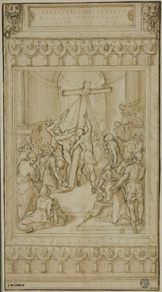 Saint Helena Kneeling before the True Cross, c.1582. Creator: Cesare Nebbia.