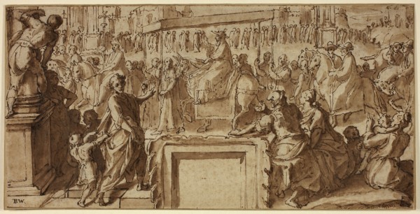 Saint Charles Borromeo Entering the Town of Pavia: Design for a Wall Decoration, c.1604. Creator: Cesare Nebbia.