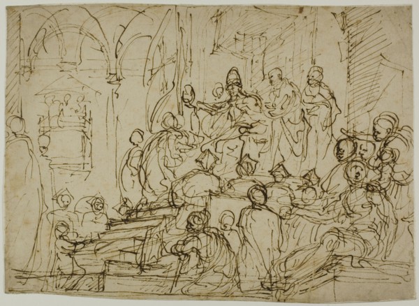 Enthroned King with Attendants, n.d. Creator: Domenico Cresti.