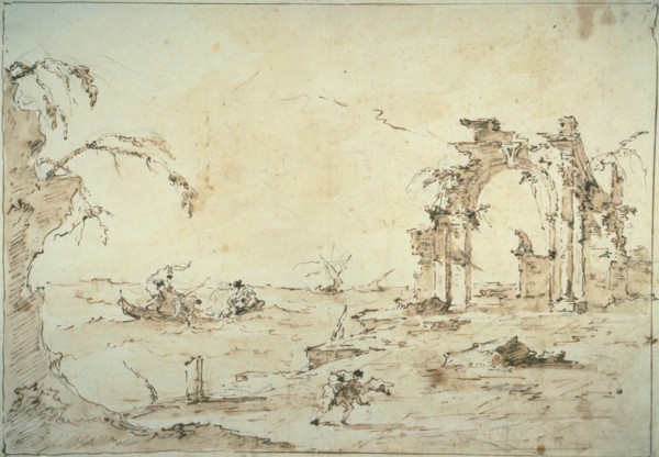 Capriccio with a Squall on the Lagoon, 1775/80. Creator: Francesco Guardi.
