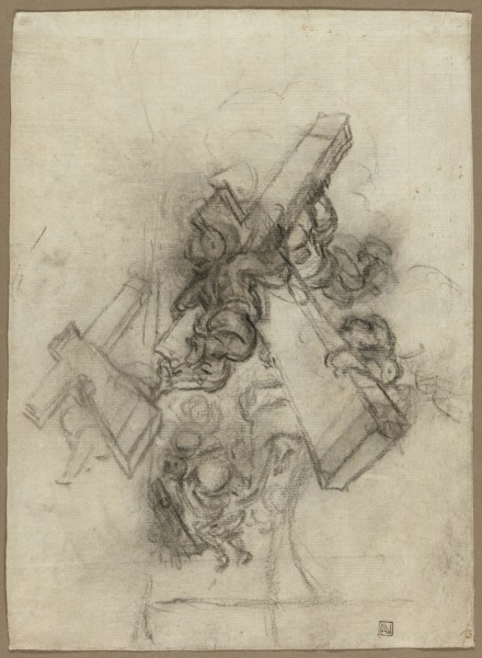 Putti Carrying the Cross (recto); Studies of a Hand (verso), 1672/75. Creator: Gian Lorenzo Bernini.