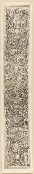 Three Children Blowing Horns, plate eight of Twelve Ornament Panels, c.1505-15. Creator: Giovan Pietro Birago.