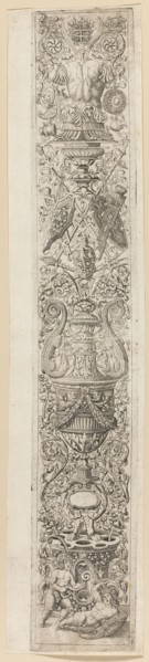 Two Children Wearing Helmets, plate three of Twelve Ornament Panels, c.1505-20. Creator: Giovan Pietro Birago.