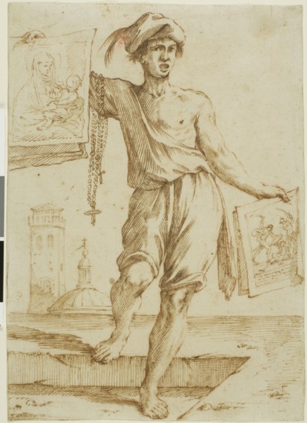 Vendor of Rosaries and Sacred Images, c.1660. Creator: Giuseppe Maria Mazzuoli.