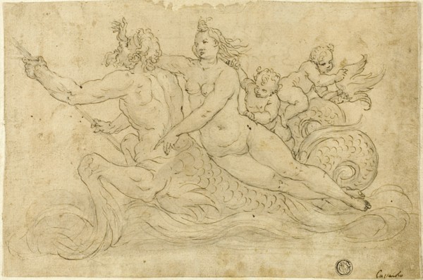 Triton, Nereid, and Putti, n.d. Creator: Giuseppe Mazzuoli the Elder.