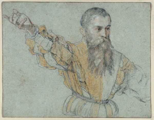 Bearded Man with his Right Arm Raised, 1562/64. Creator: Giuseppe Porta.