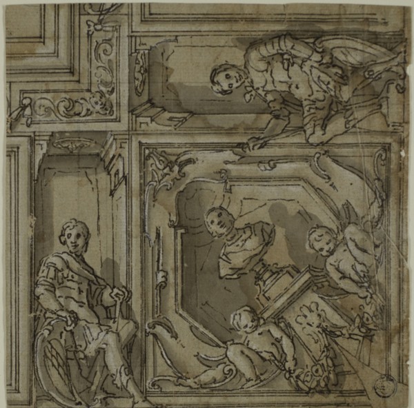 Design for Corner of a Ceiling Decoration, 1590/1614. Creator: Lazzaro Tavarone.