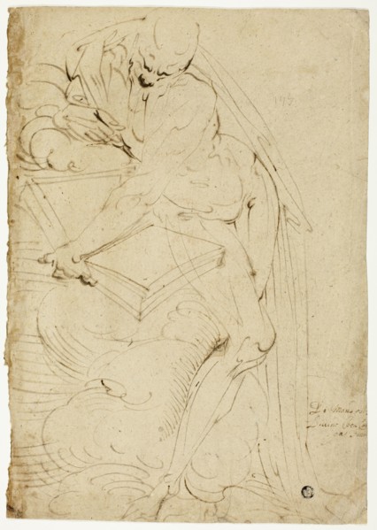 Standing Male Nude (Saint Jerome?) with Book, 1550/59. Creator: Luca Cambiaso.