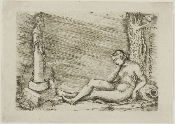 Cleopatra Lying at the Foot of a Tree, with a Term, 1515. Creator: Master of 1515.