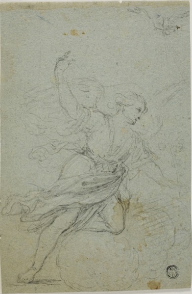 Angel Annunciate (recto); Samson and the Lion (verso), n.d. Creator: School of Guido Reni Italian, 1575-1642.
