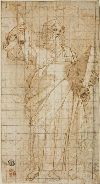 Standing Prophet with a Book and Scroll, 1562/66. Creator: Taddeo Zuccaro.