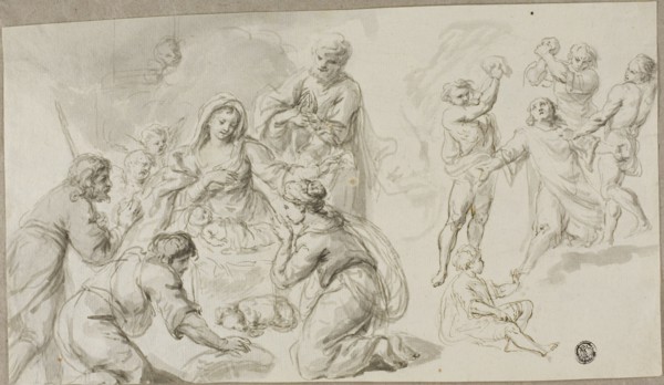 Adoration of the Shepherds; Stoning of Saint Stephen, n.d. Creator: Unknown.