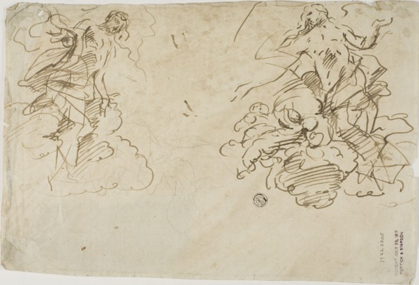 Two Figures in Clouds, n.d. Creator: Unknown.