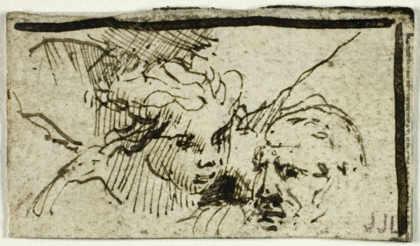 Rembrandt's Sacrifice of Isaac - Heads of Abraham and Angel, after 1655. Creator: Unknown.